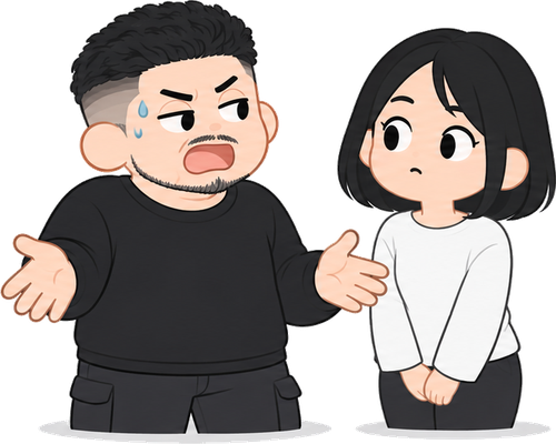 何も聞かれていないのに説明するのイラスト