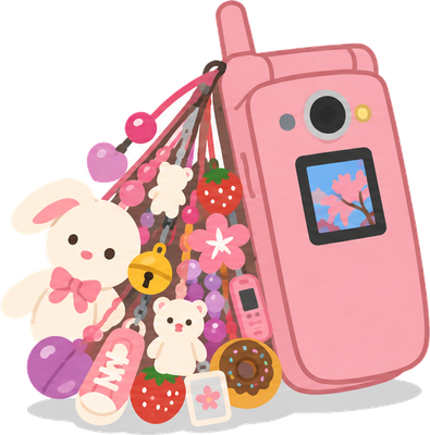 ストラップを大量につけるのイラスト