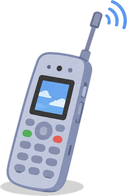 電波を探して窓際に立つのイラスト