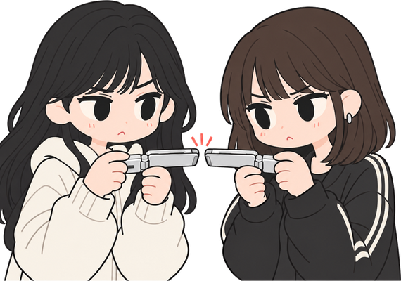 赤外線で向かい合うのイラスト