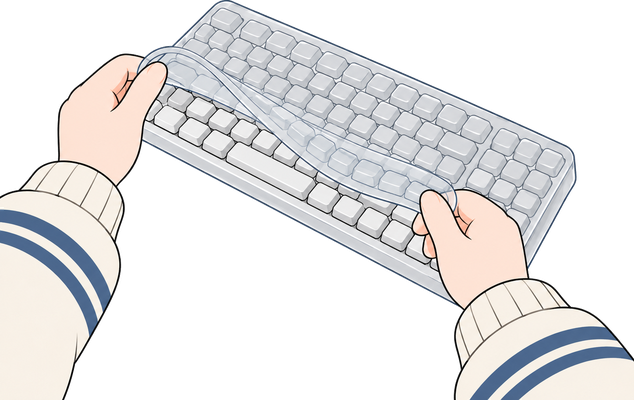キーボードを厳重にカバーするのイラスト