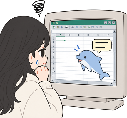 イルカの手伝いのイラスト