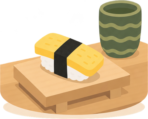 玉子で締めるのイラスト