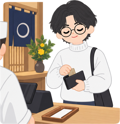 お会計で顔色を変えないのイラスト