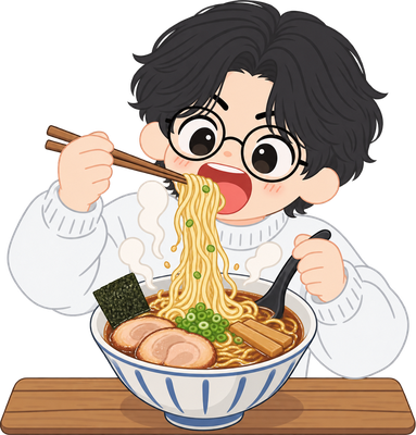 店を出てラーメン屋に入るのイラスト