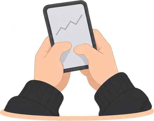 証券アプリを何度も開くのイラスト
