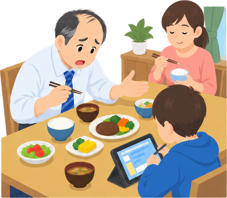 家族に危機感を語るのイラスト