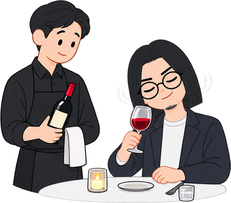 ホストテイスティングで頷くのイラスト